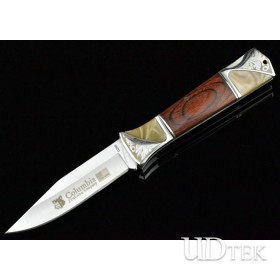 Brand New Double Wolf No. 3 Hunting Knife Outdoor Knife with Color Wood + Steel + Brass Handle UDTEK01375
